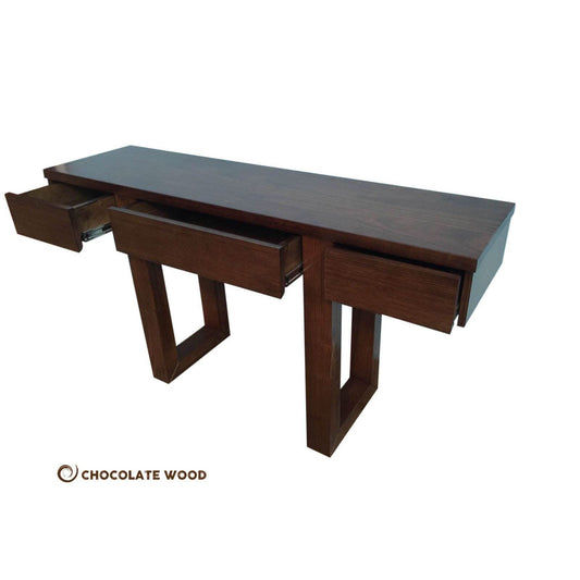 DELILAH SOLID TASSIE OAK HALL TABLE/ CONSOLE IN CHOCOLATE