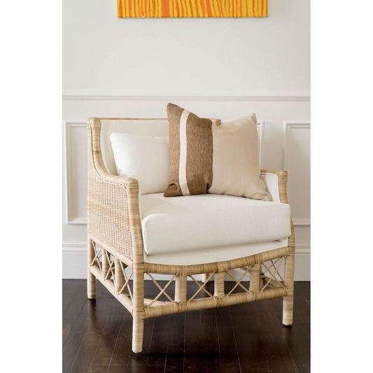 DELON ARMCHAIR CHAIR NATURAL RATTAN FRAME/ WHITE UPHOLSTERY - MyChocolateWood
