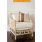 Delon Armchair with Natural Rattan Frame and White Upholstery - Chocolate Wood