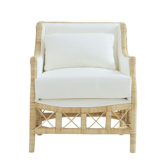 DELON ARMCHAIR CHAIR NATURAL RATTAN FRAME/ WHITE UPHOLSTERY - MyChocolateWood
