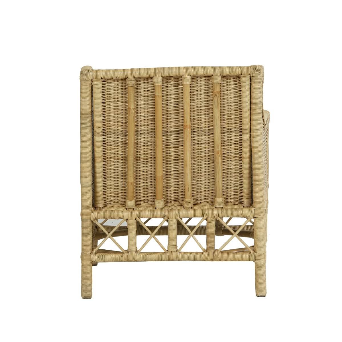 DELON ARMCHAIR CHAIR NATURAL RATTAN FRAME/ WHITE UPHOLSTERY - MyChocolateWood