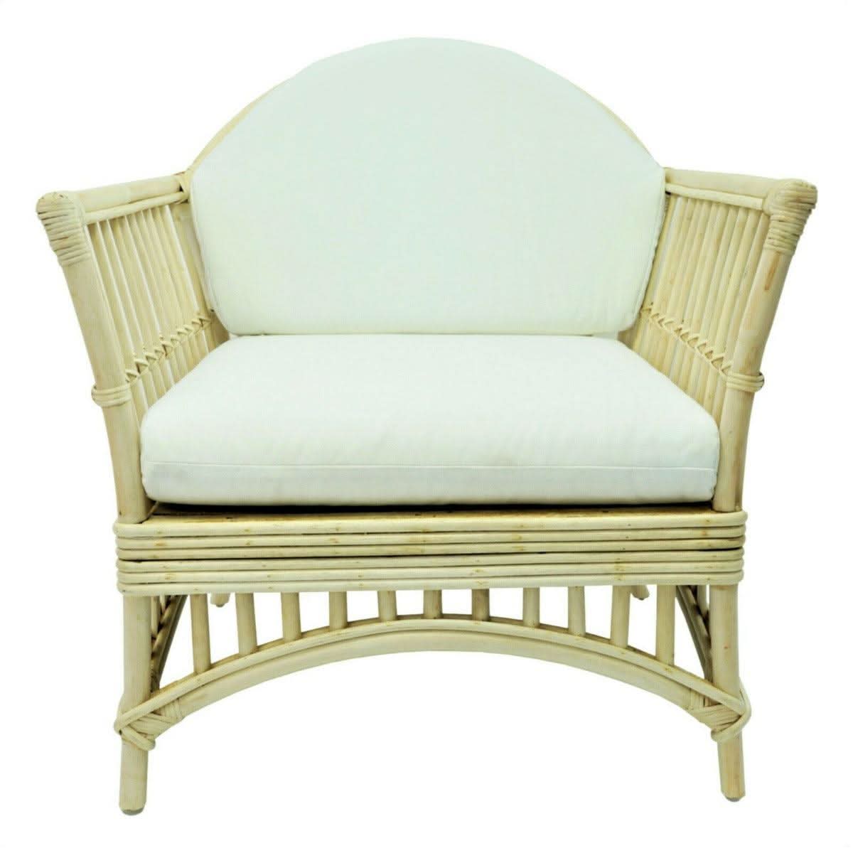 Natural rattan armchair with white cushion, DENIZE HAMPTONS style, easy chair from MyChocolateWood.