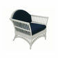 Natural rattan armchair with white cushion, DENIZE HAMPTONS style easy chair by MyChocolateWood, featuring a sleek, modern design.
