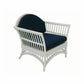 DENIZE HAMPTONS RATTAN ARMCHAIR EASY CHAIR WHITE WITH NAVY CUSHION - MyChocolateWood