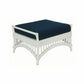 DENIZE HAMPTONS RATTAN OTTOMAN/POUF/FOOTSTOOL WITH CUSHION WHITE/NAVY - MyChocolateWood