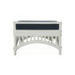 DENIZE HAMPTONS RATTAN OTTOMAN/POUF/FOOTSTOOL WITH CUSHION WHITE/NAVY - MyChocolateWood