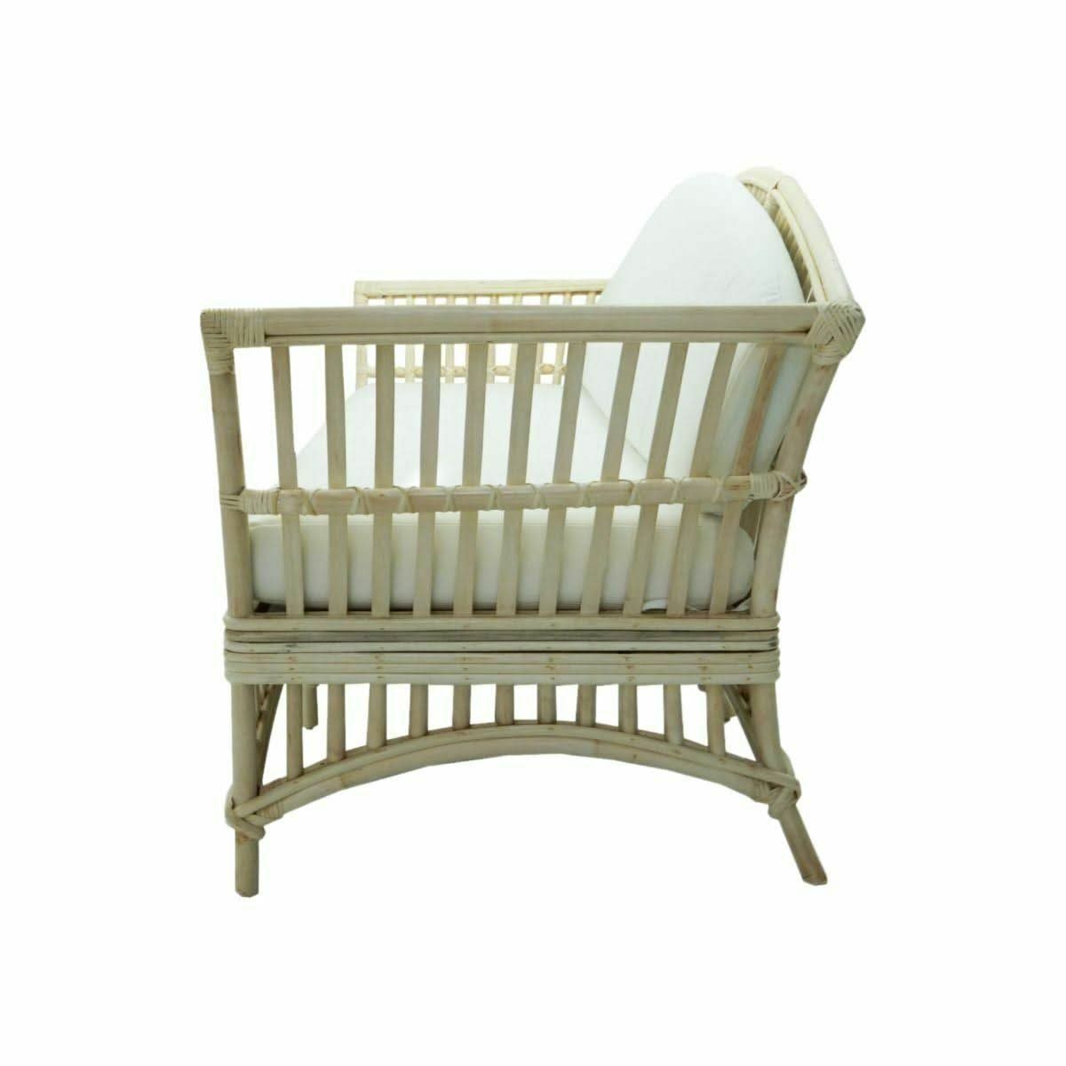 DENIZE NATURAL RATTAN 2.5 SOFA SETTEE COUCH NATURAL/ WHITE CUSHION - MyChocolateWood