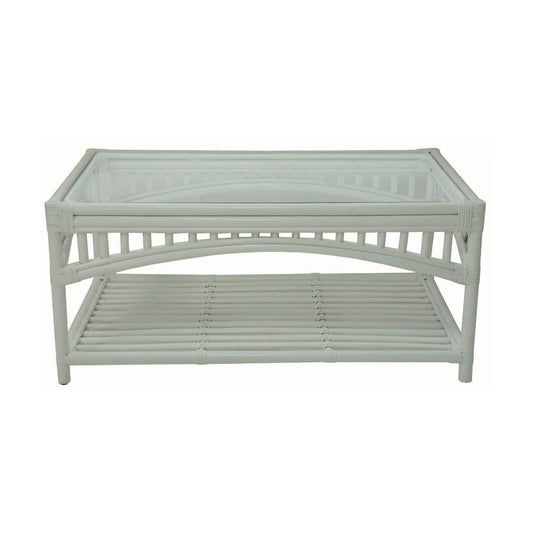 DENIZE RATTAN COFFEE TABLE IN WHITE - MyChocolateWood