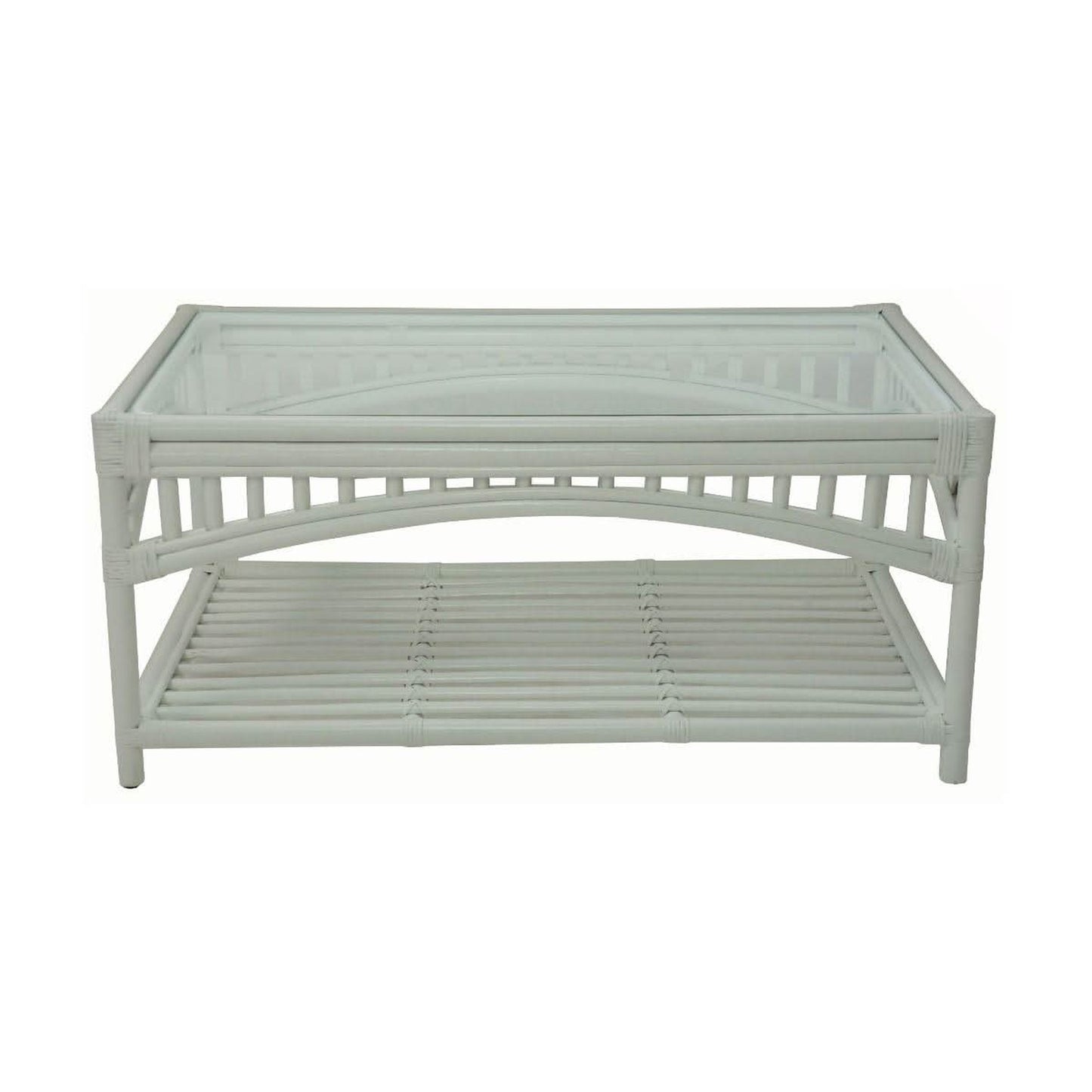 Denize Rattan Coffee Table in White - Chocolate Wood