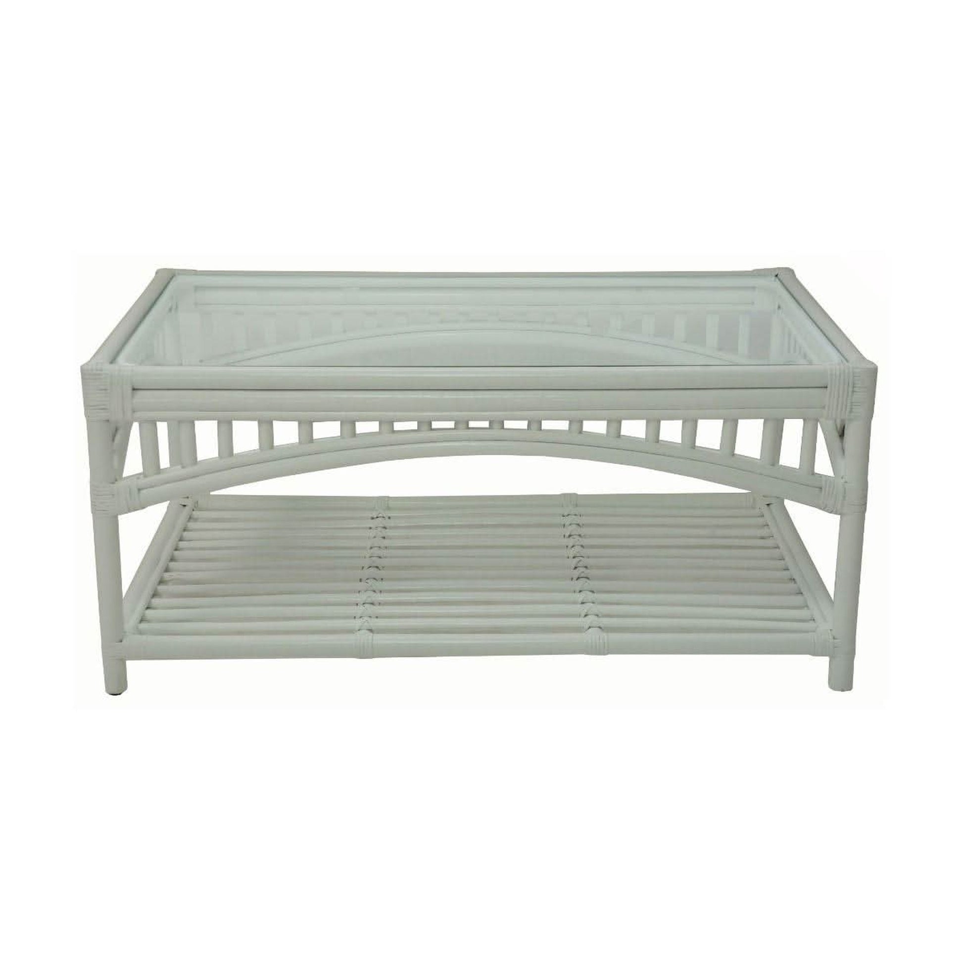 Denize Rattan Coffee Table in White - Chocolate Wood