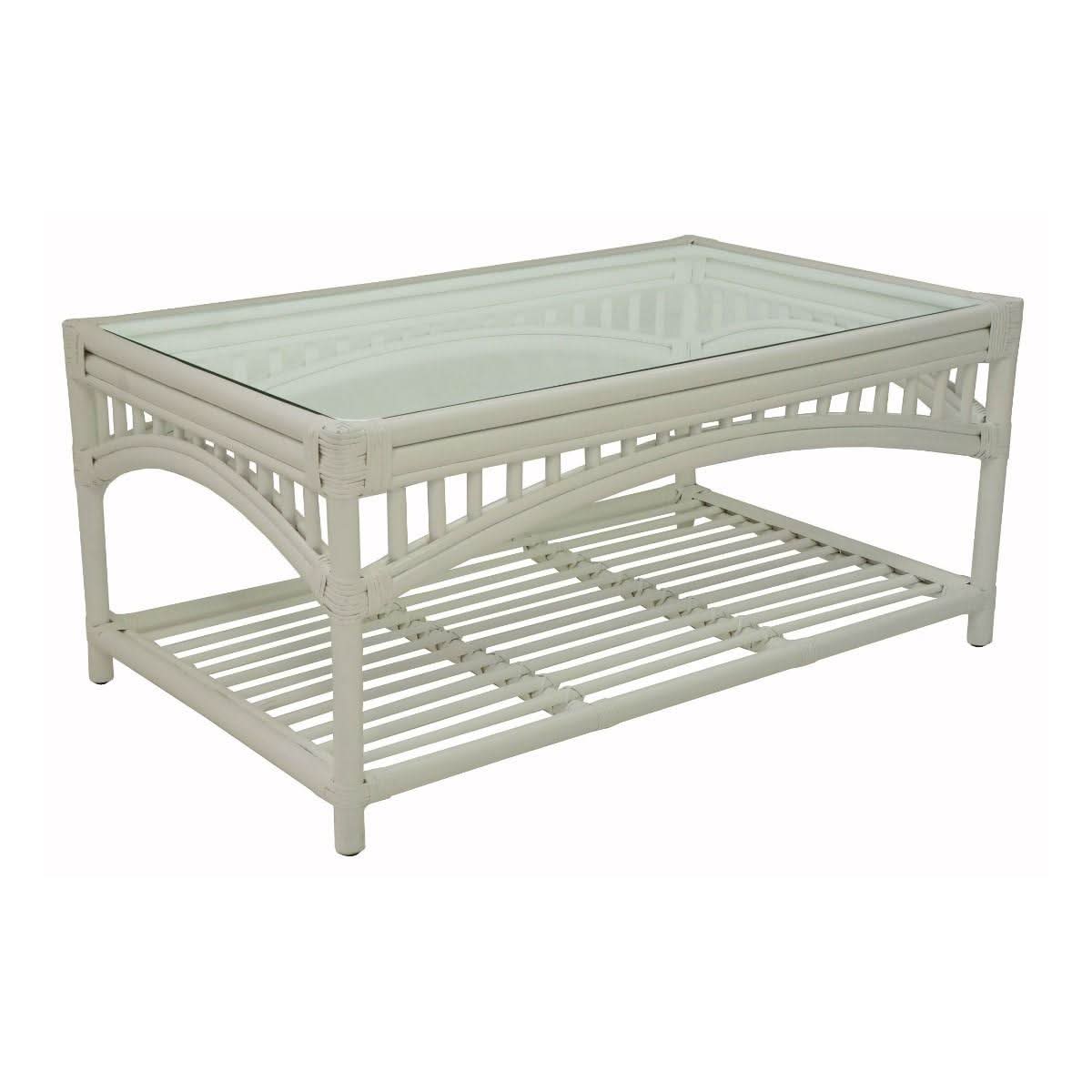 DENIZE RATTAN COFFEE TABLE IN WHITE - MyChocolateWood