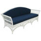 DENIZE WHITE RATTAN 2.5 SEATER SOFA SETTEE COUCH WHITE / NAVY CUSHION - MyChocolateWood