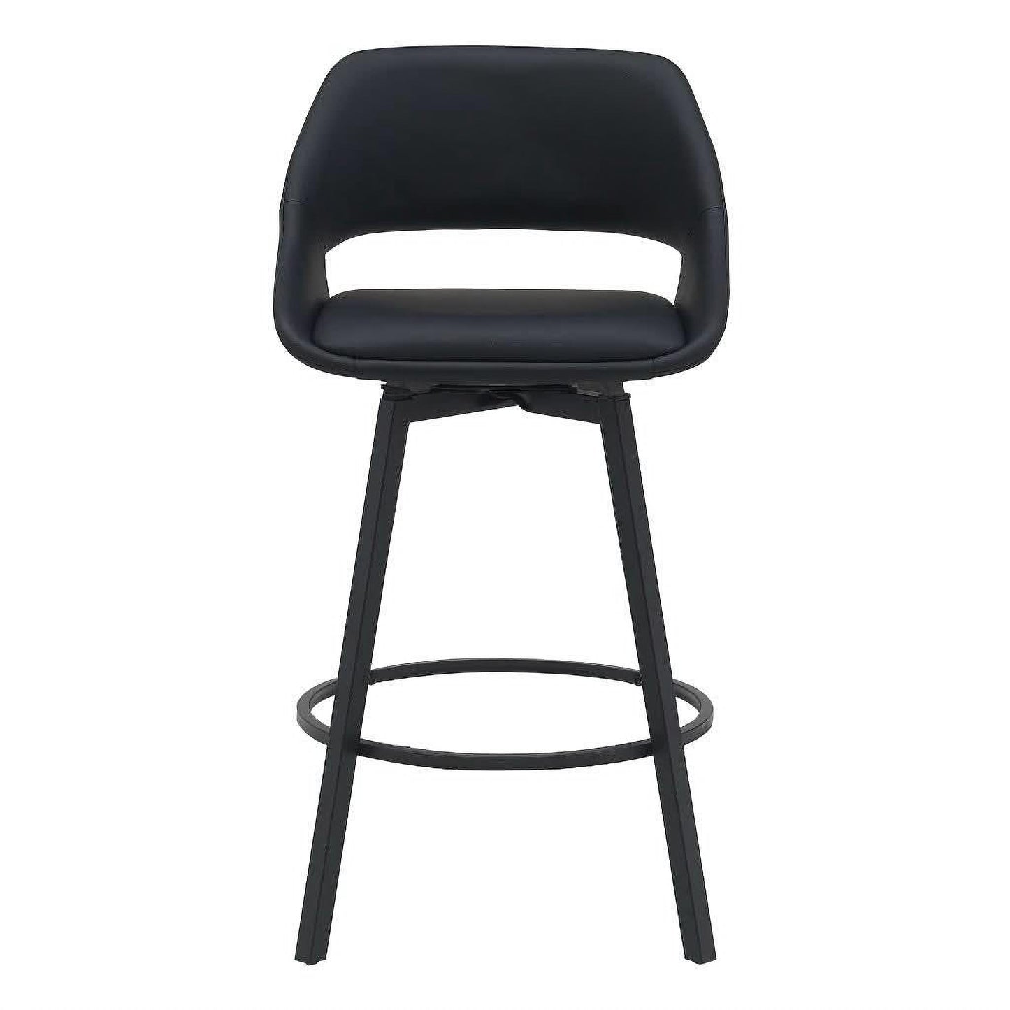 Dino PU Bar Chair in Black - Chocolate Wood