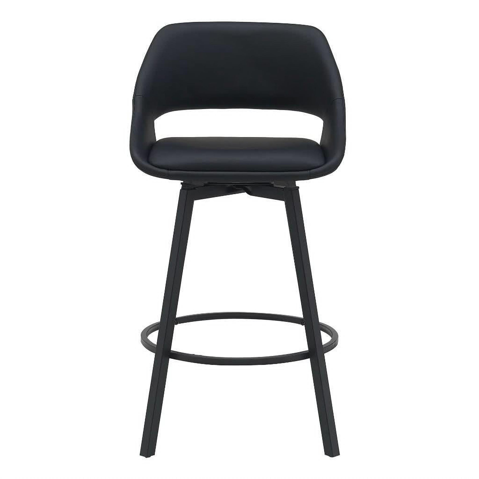 Dino PU Bar Chair in Black - Chocolate Wood