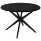Dion Solid Oak Round Dining Table 110cm in Black - Chocolate Wood