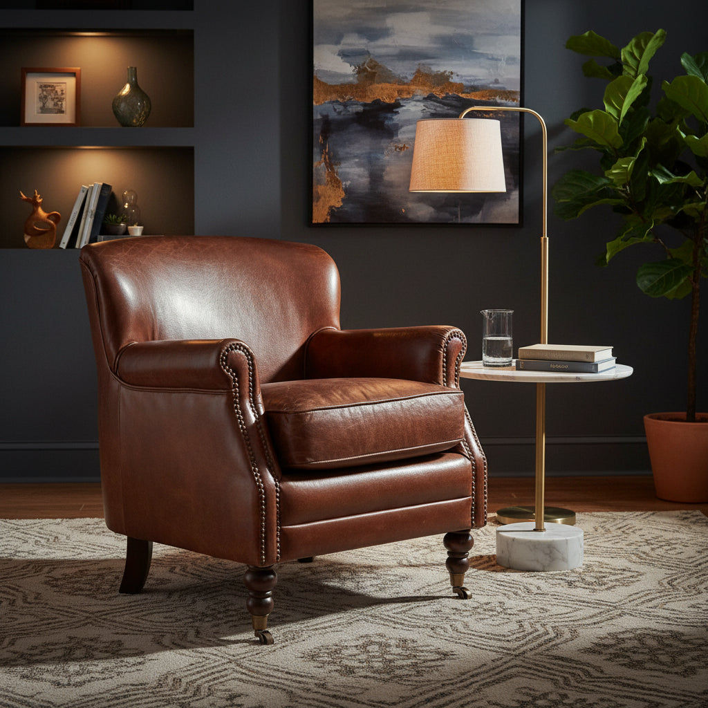 DIVINITY VINTAGE AGED LEATHER ARMCHAIR, CIGAR