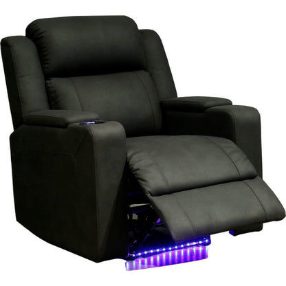 DORIA 1-SEATER (ARMCHAIR) RHINO SUEDE FABRIC ELECTRIC RECLINER IN BLACK