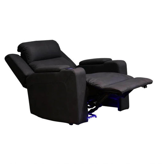 DORIA 1-SEATER (ARMCHAIR) RHINO SUEDE FABRIC ELECTRIC RECLINER IN BLACK