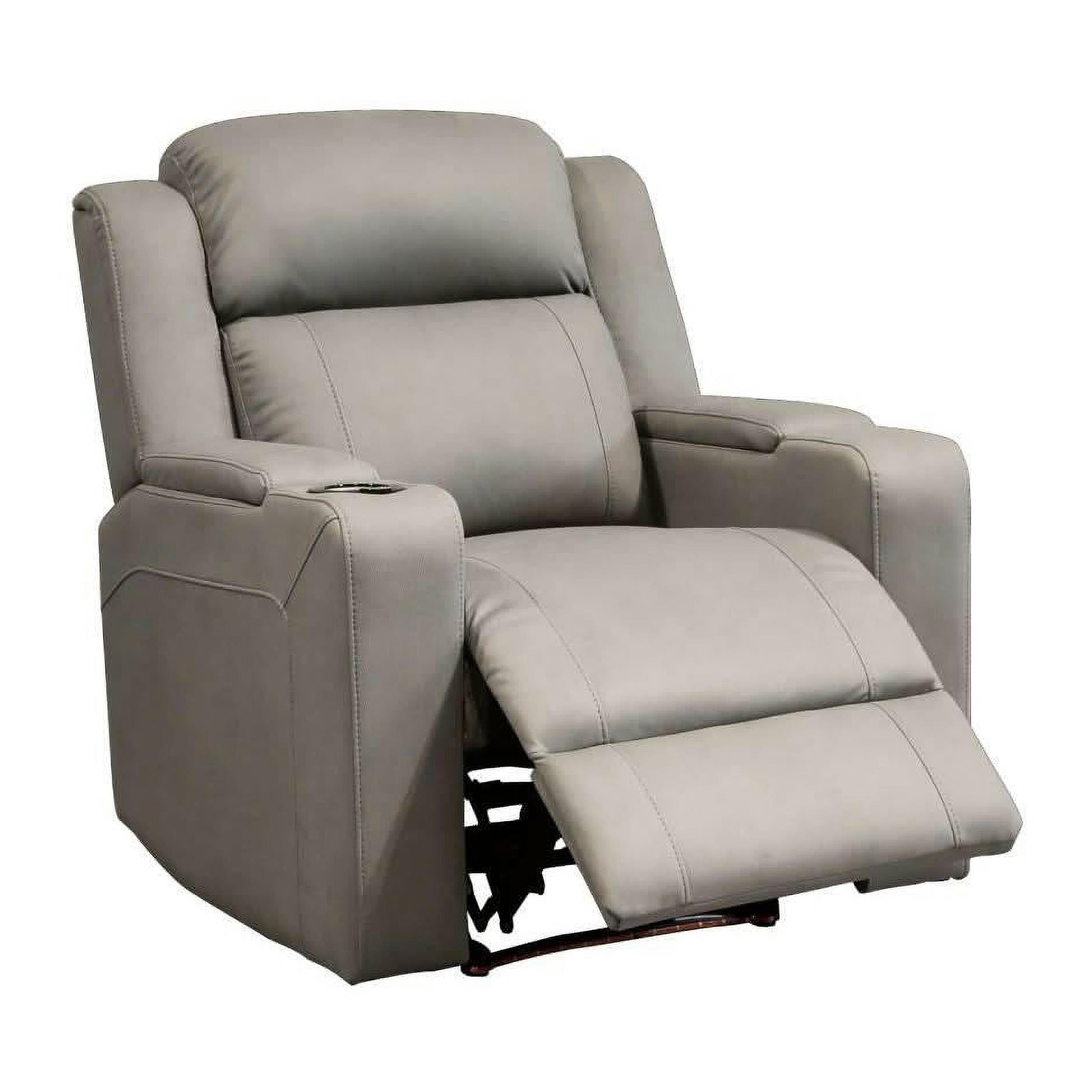 Doria 1-Seater Rhino Suede Electric Recliner Armchair in Grey - Chocolate Wood