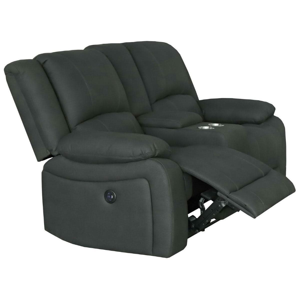 DORVAL 2-SEATER ELECTRIC RECLINER WITH CONSOLE SOFA JET - MyChocolateWood