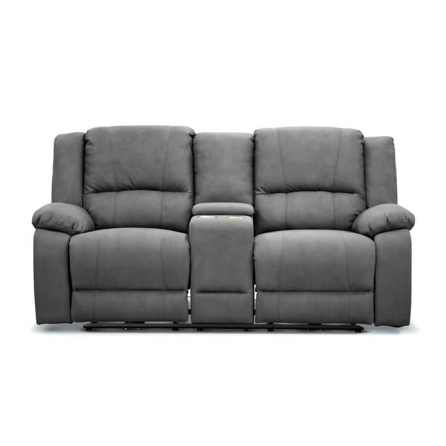 Dorval 2-Seater Electric Recliner with Console in Onyx - Chocolate Wood