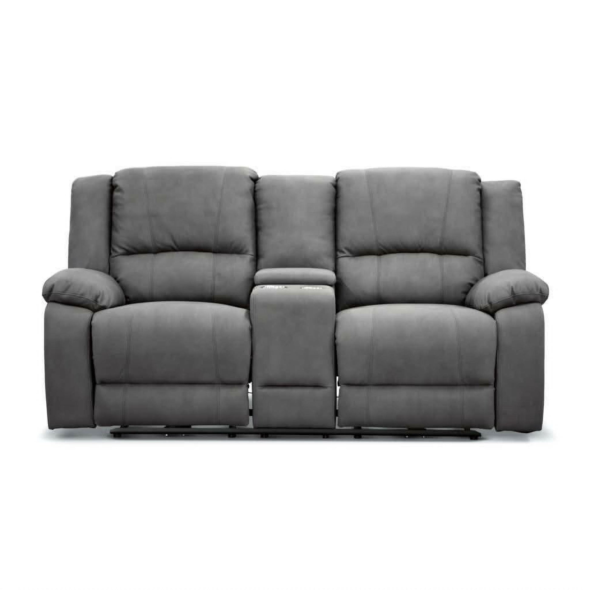 Dorval 2-Seater Electric Recliner with Console in Onyx - Chocolate Wood