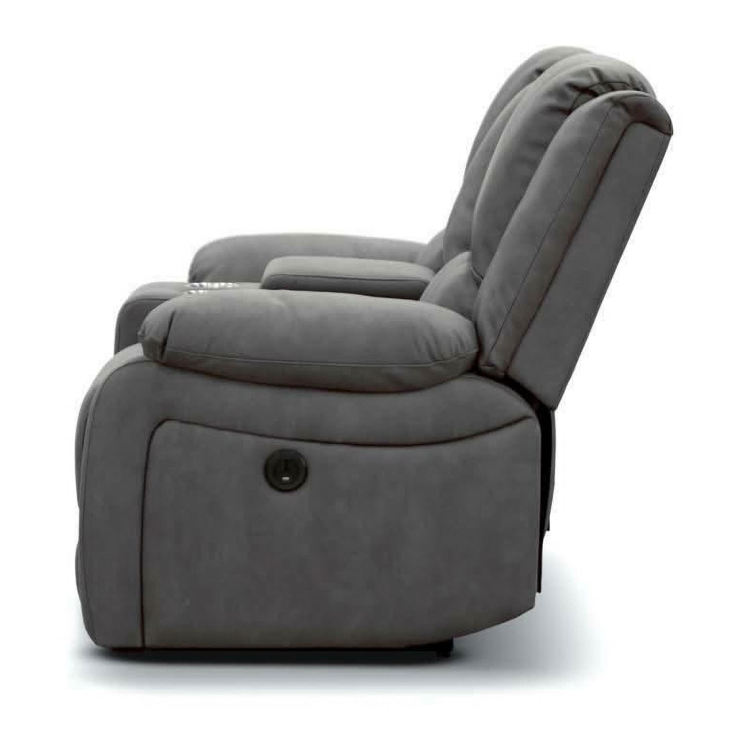 Dorval 2-Seater Electric Recliner Sofa with Console in Onyx - Chocolate Wood