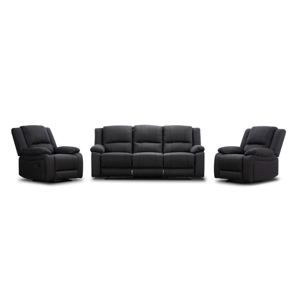 DORVAL 3-SEATER + 2 SINGLE RECLINERS SUITE LATTE - MyChocolateWood