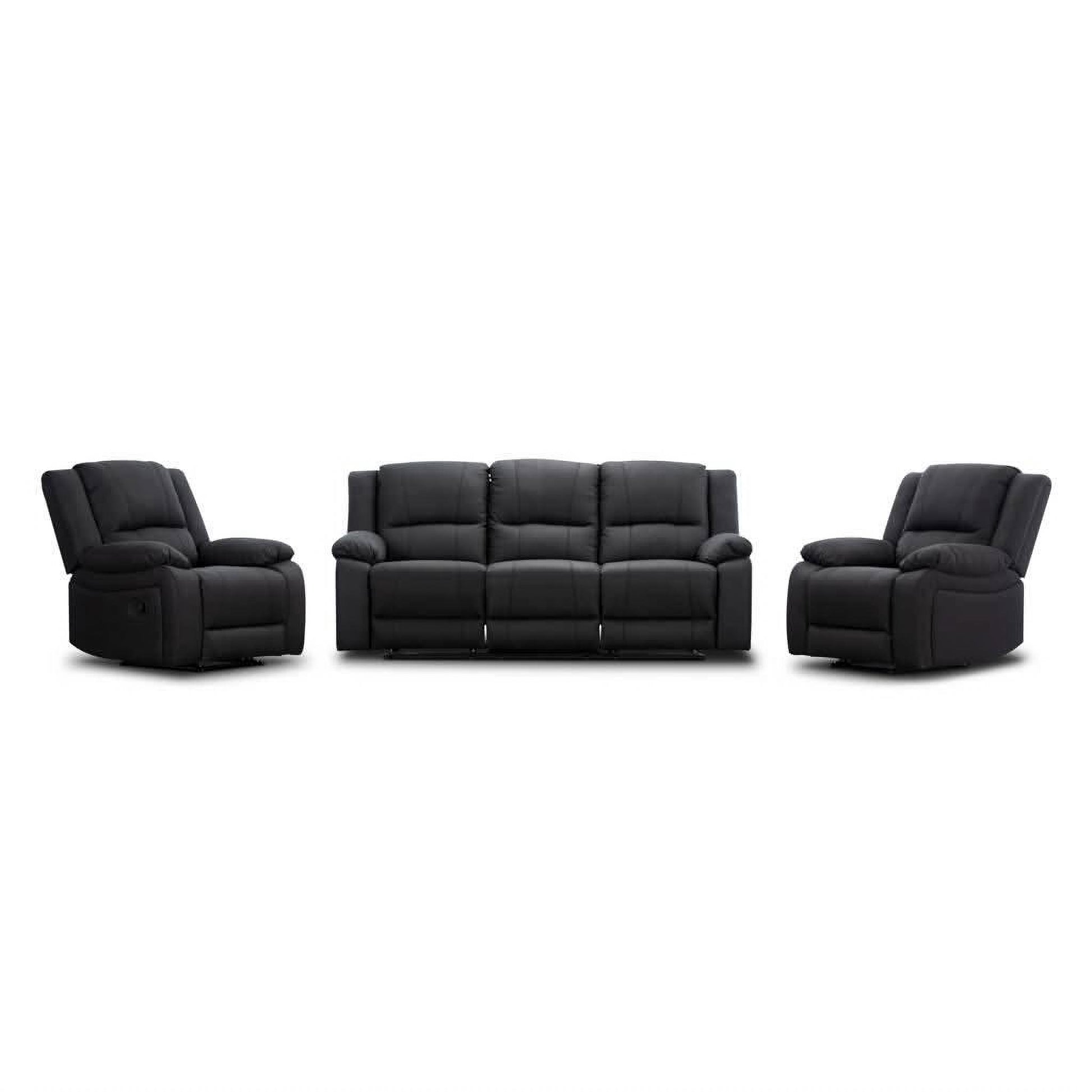 Dorval 3-Seater + 2 Single Recliners Suite in Latte - Chocolate Wood