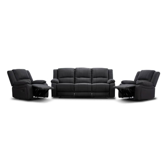 DORVAL 3-SEATER + 2 SINGLE RECLINERS SUITE LATTE - MyChocolateWood