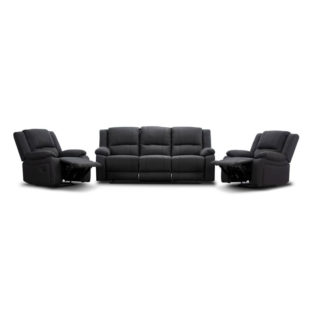 DORVAL 3-SEATER + 2 SINGLE RECLINERS SUITE LATTE - MyChocolateWood