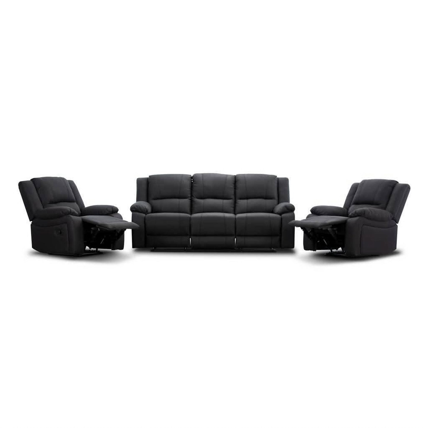 Dorval 3-Seater & 2 Single Electric Recliners Suite in Latte - Chocolate Wood
