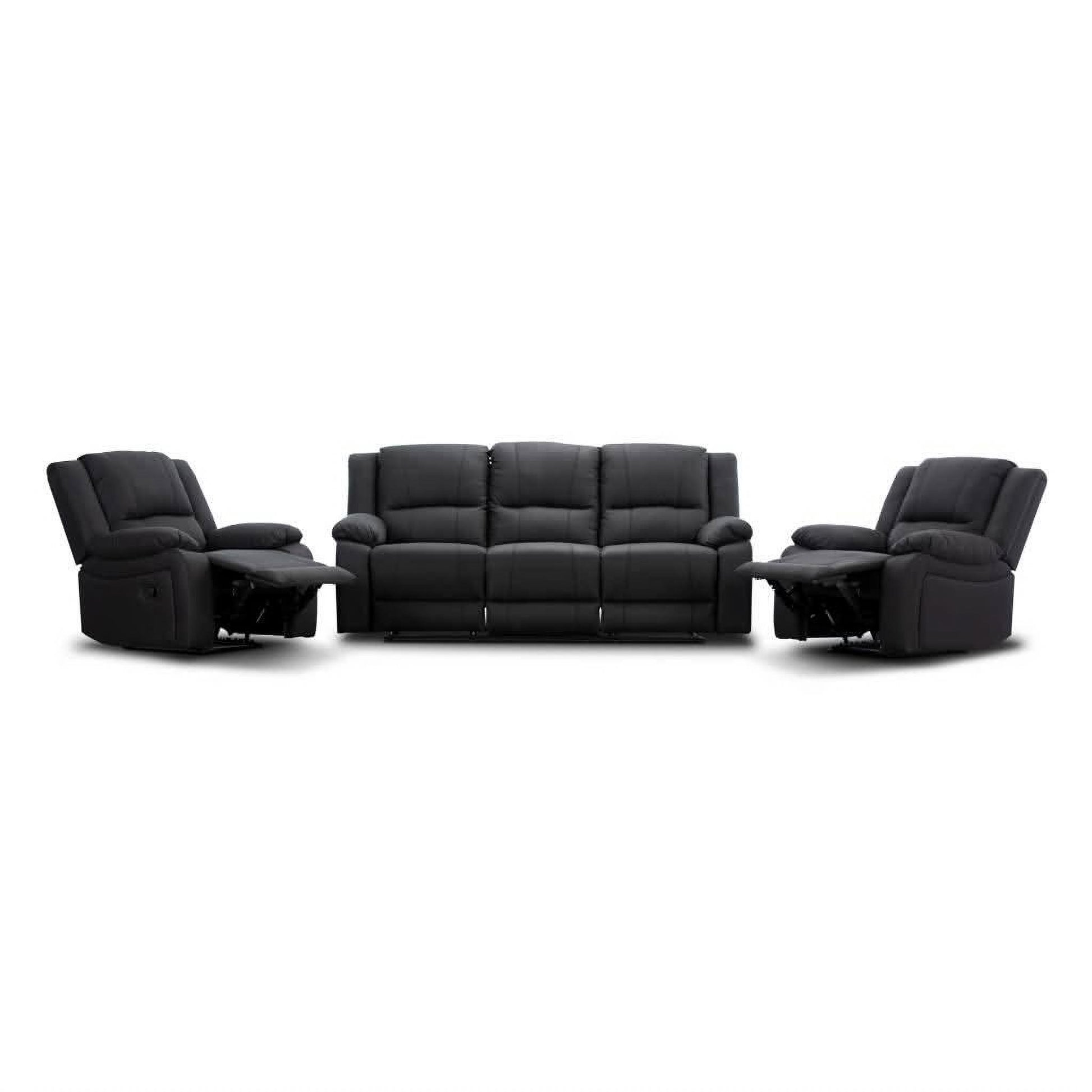 Dorval 3-Seater & 2 Single Electric Recliners Suite in Latte - Chocolate Wood