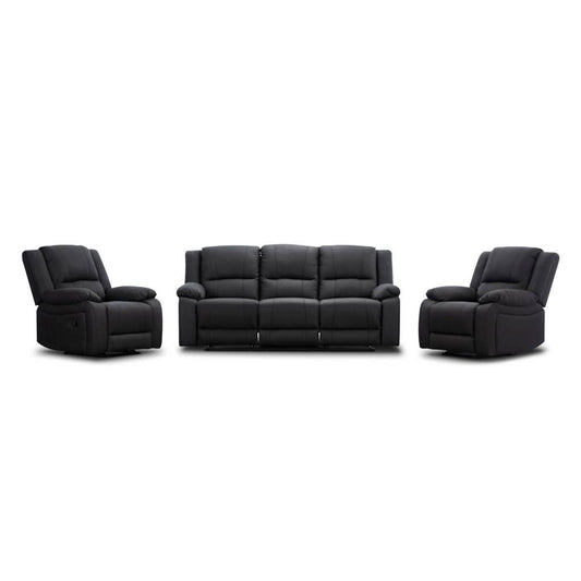 DORVAL 3-SEATER + 2 SINGLE RECLINERS SUITE ONYX - MyChocolateWood
