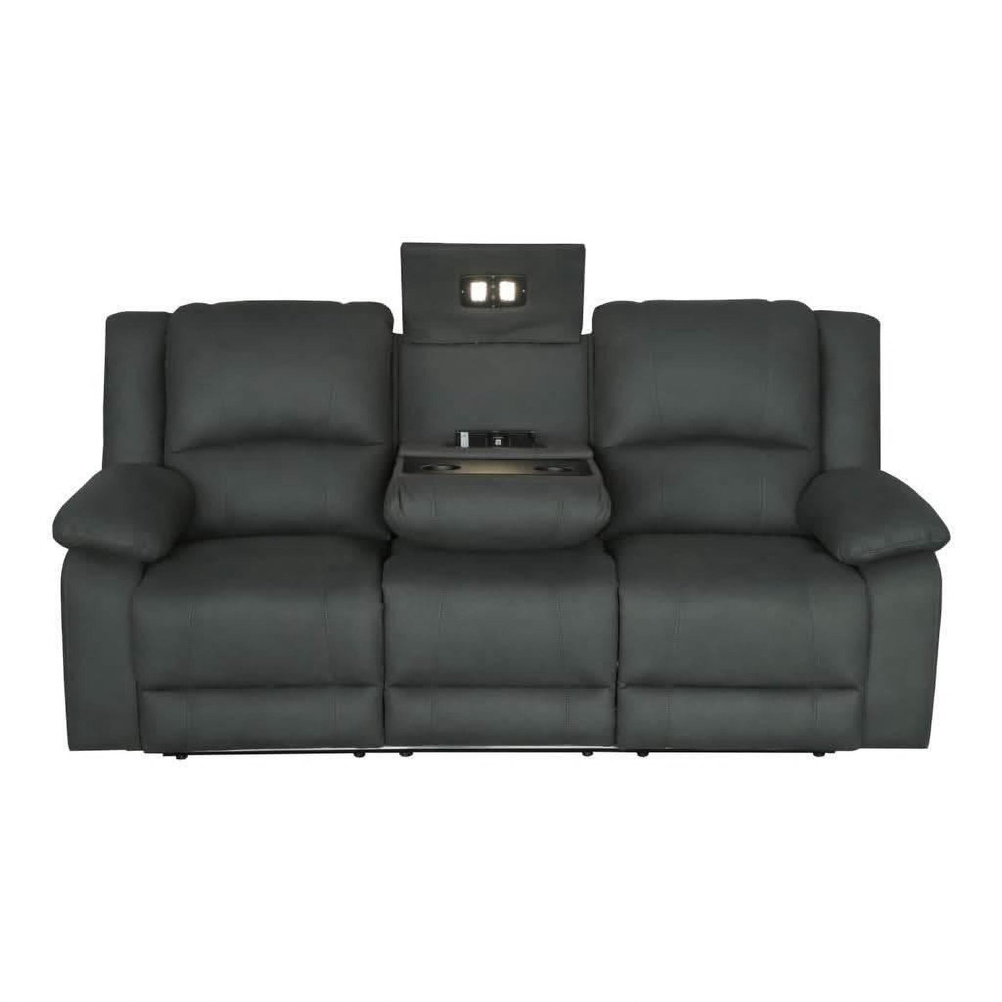 Dorval 3-Seater Electric Recliner Sofa with Console in Onyx - Chocolate Wood