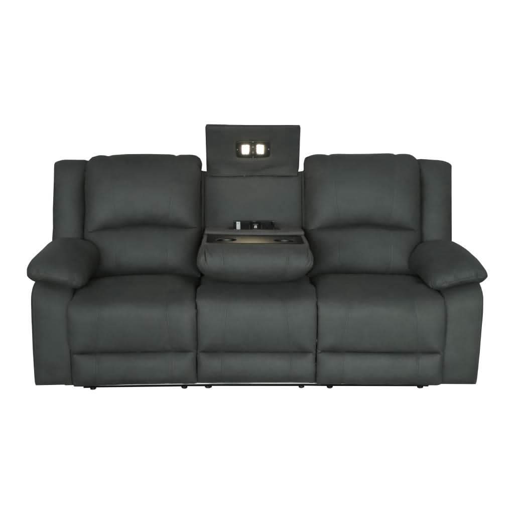 DORVAL 3-SEATER ELECTRIC RECLINER WITH CONSOLE SOFA ONYX - MyChocolateWood