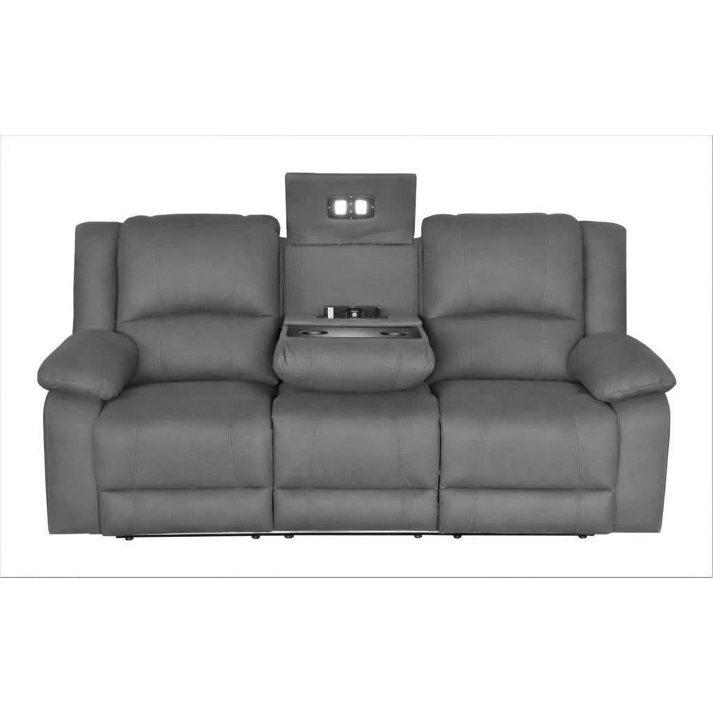 DORVAL 3-SEATER RECLINER SOFA WITH DROPDOWN TABLE (LIGHT/USB) LATTE