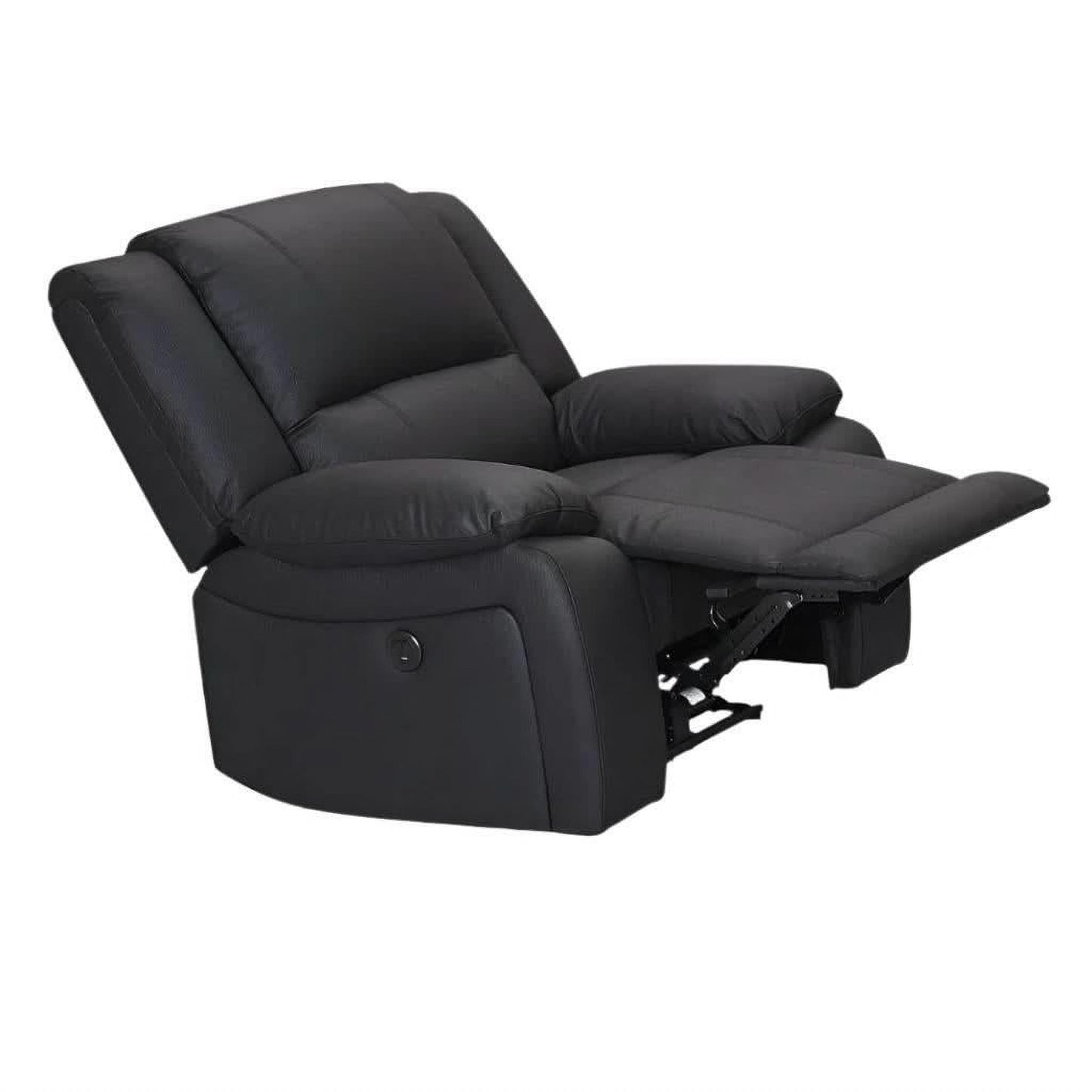 Dorval Single Electric Recliner Armchair in Onyx - Chocolate Wood