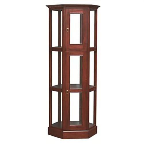 Double-Shelf Hexagonal Solid Mahogany Display Cabinet - Mahogany - MyChocolateWood
