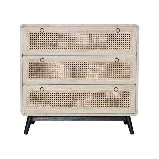 DRAPER MINDI WOOD 3 DRAWER TALLBOYCHEST OF 3 DRAWERS - RECLAIMED AGED FINISH - MyChocolateWood