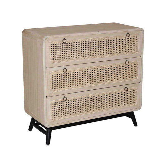 DRAPER MINDI WOOD 3 DRAWER TALLBOYCHEST OF 3 DRAWERS - RECLAIMED AGED FINISH