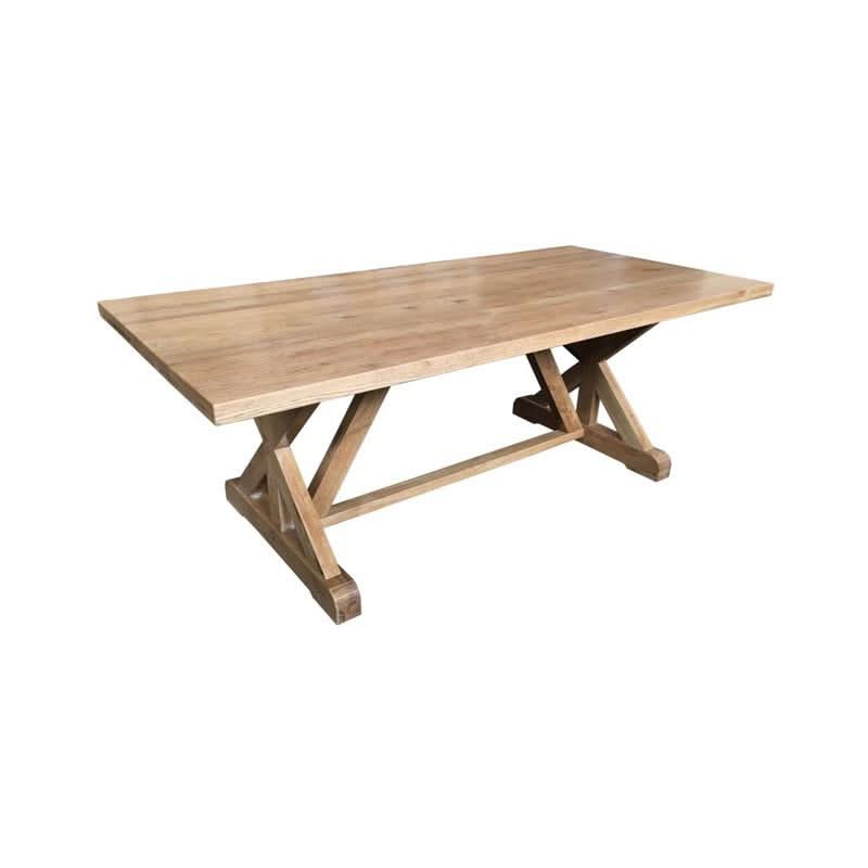 DUKE SOLID OAK TRESTLE DINING TABLE IN NATURAL - MyChocolateWood