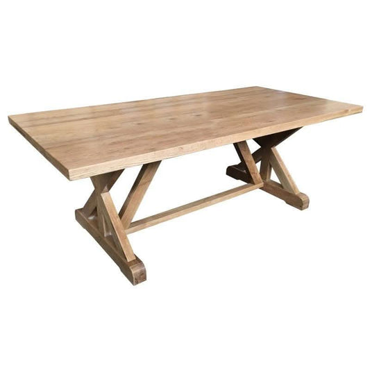 DUKE SOLID OAK TRESTLE DINING TABLE IN NATURAL - MyChocolateWood