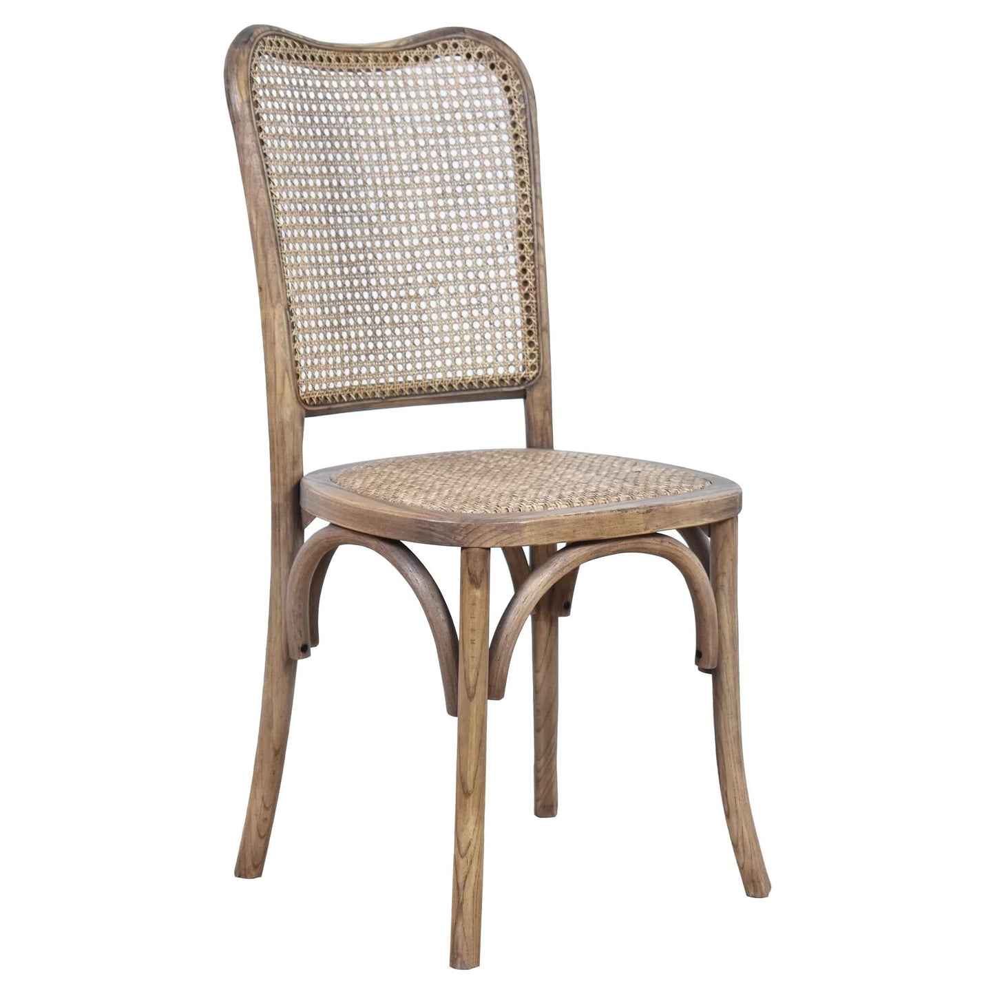 DUMAS SOLID OAK & RATTAN ARCHED BACK DINING CHAIR NATURAL - MyChocolateWood