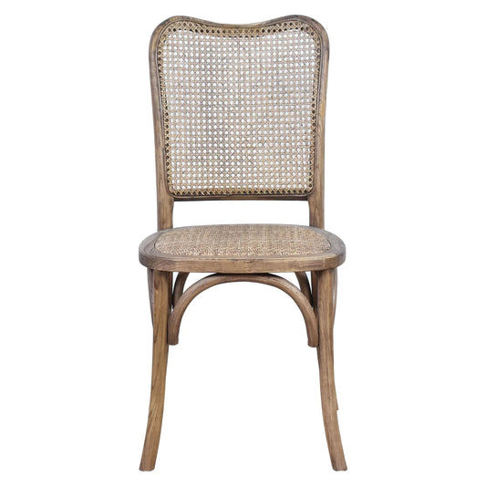 DUMAS SOLID OAK & RATTAN ARCHED BACK DINING CHAIR NATURAL - MyChocolateWood