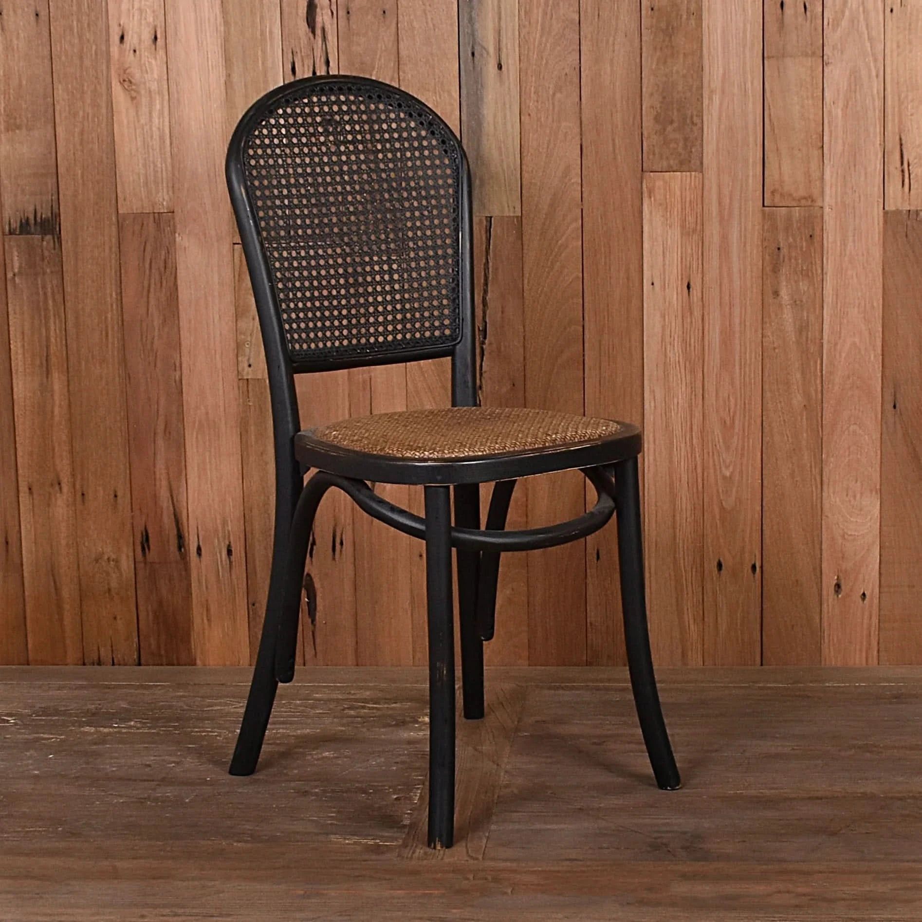 DUMAS SOLID OAK & RATTAN DINING CHAIR BLACK - MyChocolateWood
