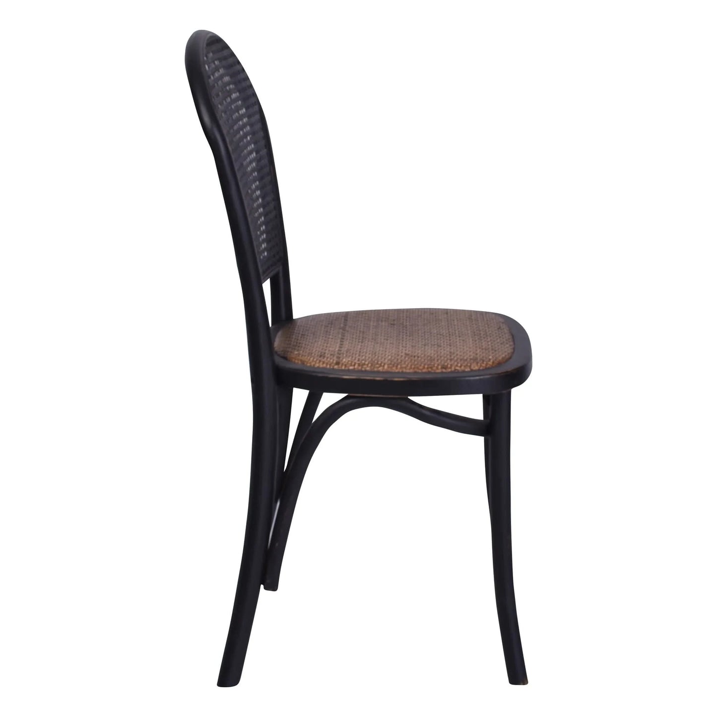 DUMAS SOLID OAK & RATTAN DINING CHAIR BLACK - MyChocolateWood