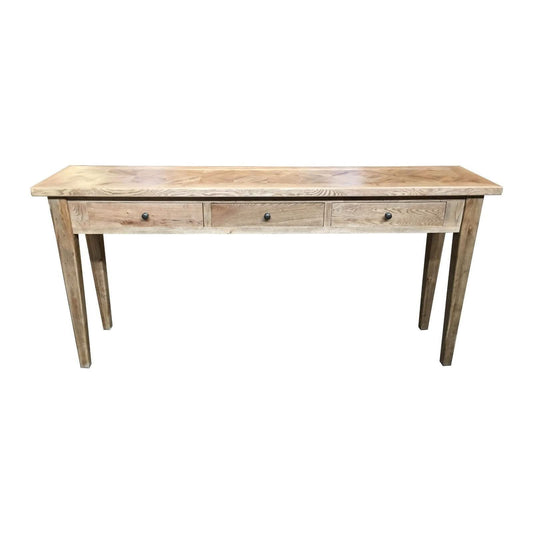 DUTCHY FRENCH PROVINCIAL HALL TABLE/CONSOLE TABLE 3 DRAWERS WITH PARQUETRY PATTERN 180 CM - MyChocolateWood