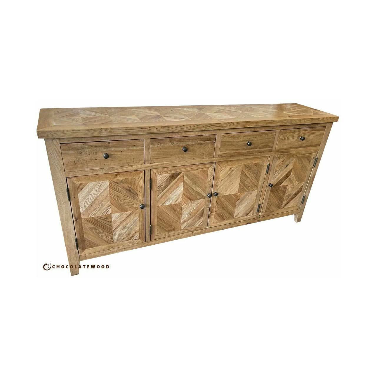 DUTCHY FRENCH PROVINCIAL STYLE BUFFET/SIDEBOARD 4 DOORS & 4 DRAWERS WITH PARQUETRY PATTERN 180 CMS - MyChocolateWood