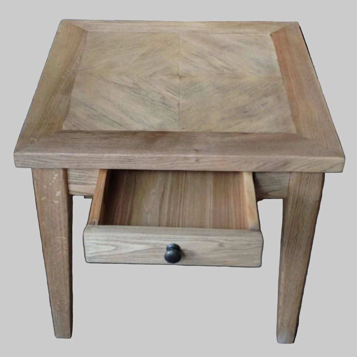 DUTCHY FRENCH PROVINCIAL STYLE SIDE TABLE/LAMP TABLE 1 DRAWER WITH PARQUETRY PATTERN 55 CM - MyChocolateWood